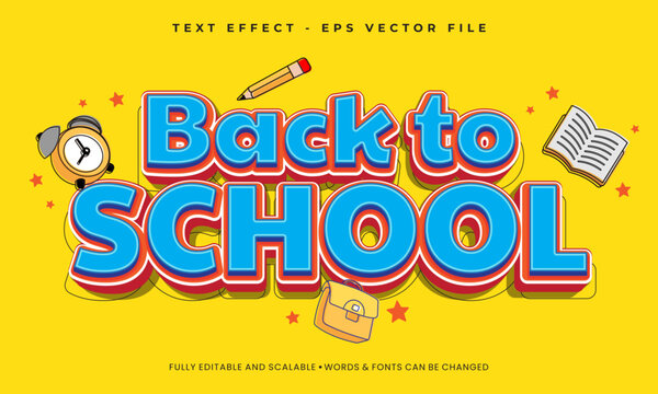 Back to school 3d editable text effect with doodle style
