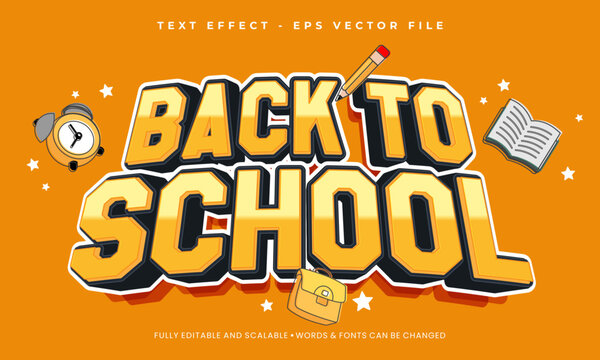 Back to school vector 3d -editable text effect