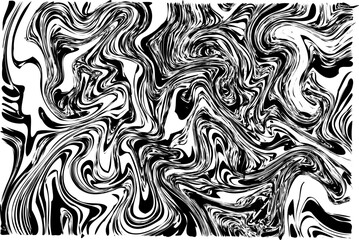 Abstract black and white marbled texture with dynamic fluid motion and intricate swirling patterns. This monochrome liquid art design evokes a modern, chaotic elegance suitable for backgrounds