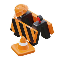 orange and black Contruction Barrier 3d icon illustration