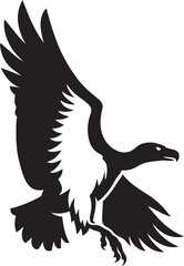 Bird of prey flying silhouette powerful style, Raptor in flight bold black artwork