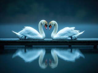 Two Swans Face Each Other
