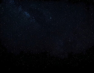 Obraz premium A magical night sky with glowing stars and a crescent moon, ample copy space, starry night sky