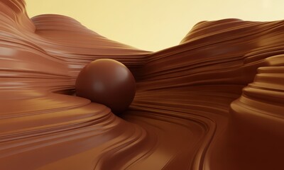 Chocolate Ball on Wavy Background