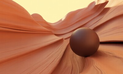Brown Sphere on Abstract Textured Surface