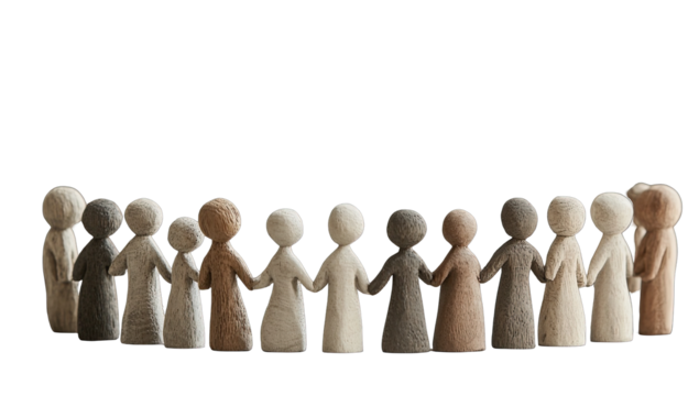 A circle of small, hand-held figures