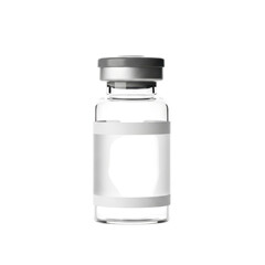 Clear medicine vial with silver cap on white background transparent PNG