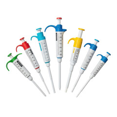 Colorful adjustable pipettes for accurate laboratory liquid measurement transparent PNG