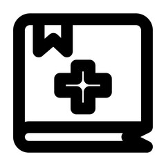 Fototapeta premium Simple line vector icon book representing medical and healthcare themes. Ideal for use in hospital apps, health websites, and telemedicine platforms. Clean SVG format, easy to scale and customize.