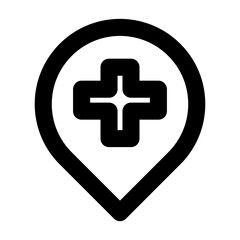 Simple line vector icon marker representing medical and healthcare themes. Ideal for use in hospital apps, health websites, and telemedicine platforms. Clean SVG format, easy to scale and customize.