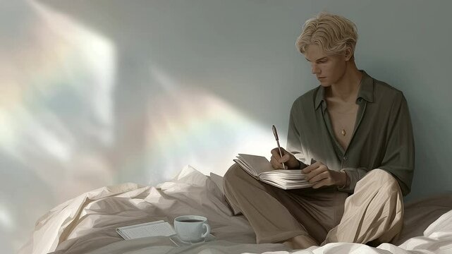 Reflective Journaling on Identity and Love with Rainbow Lights