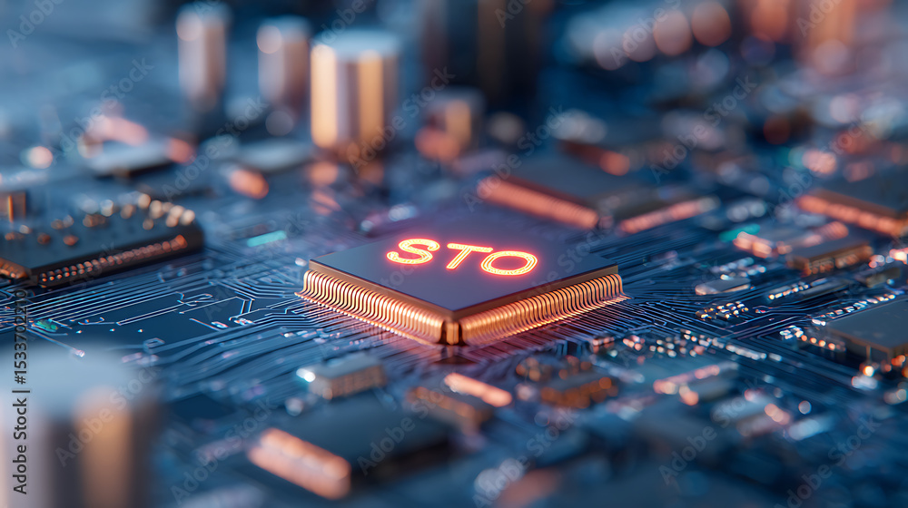 Poster 3d rendering background. security token offering (sto) is replacing initial coin offering (ico) as a