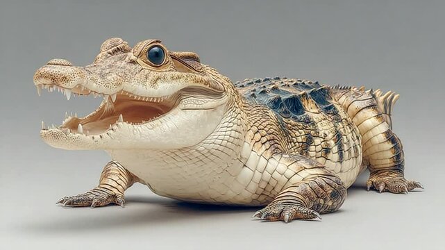 Multiple Jacare Caiman Alligators in a Row with Open Mouths on a Seamless Background