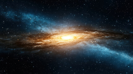 Fototapeta premium Stunning galaxy with vibrant cosmic waves and bright core, showcasing beauty of space