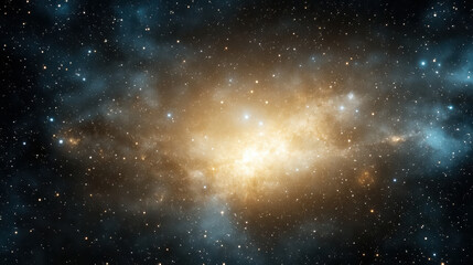 Obraz premium Stunning cosmic scene featuring bright galaxy surrounded by faint clouds of gas and stars