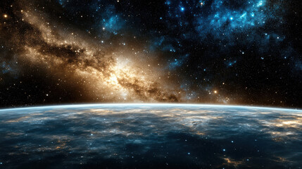 Fototapeta premium Stunning cosmic view showcases faint constellation shapes against dark cosmic sea, evoking