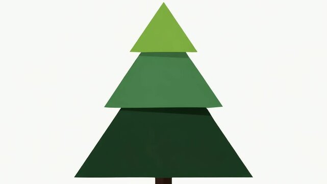 Looping vector animation of three-tier Christmas trees with falling snow on a white background. Perfect for holiday and winter themes