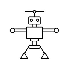 smart irrigation robot line art on white background