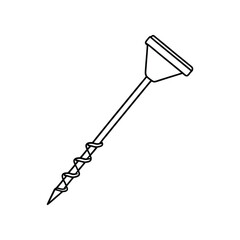 auger attachment line art on white background