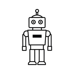 field robot line art on white background