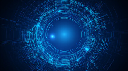 Obraz premium Abstract Blue Futuristic Circular Tech Interface