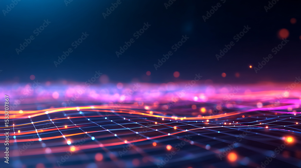 Poster moving grid lines with glowing light. technology product background. seamless loop 55056397 1