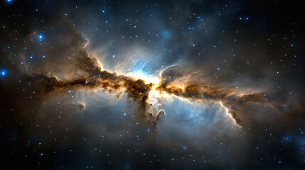 Fototapeta premium Gaseous cosmic dust illuminated by star clusters creates stunning celestial scene