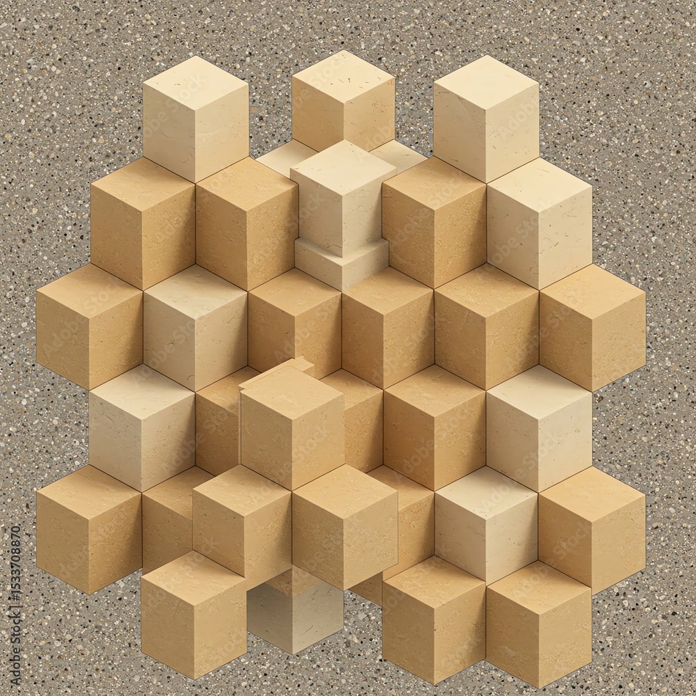 Poster abstract cubes design block isometric structure art