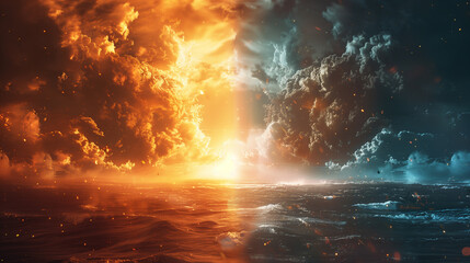 versus background image for team sports and games, Creation and Destruction, left and right, heaven and hell wallpaper