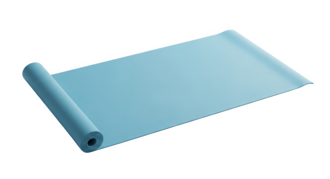 A light blue textured mat partially rolled on a black surface, depicting depth and dimension.