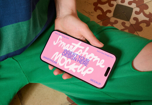 Mockup Smartphone Held in Casual Setting