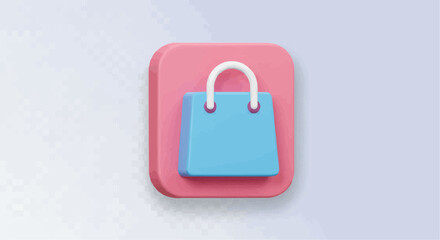 A shopping bag icon in a playful, 3D style.