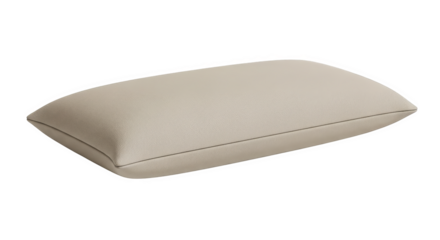 A solitary beige pillow rests on a black backdrop, rendered with a low resolution texture effect