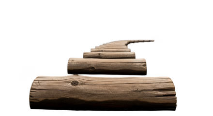 Log pathway ascends into dark abyss