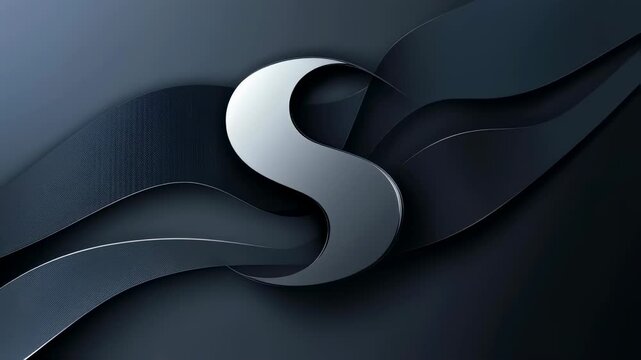 Abstract metallic s shimmering on wavy dark surface with dynamic light play