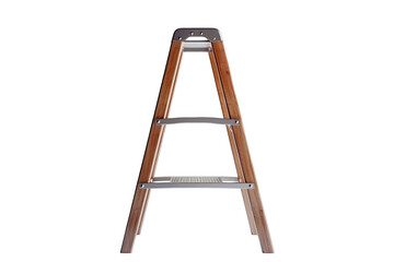 Three-step wood ladder, angled view