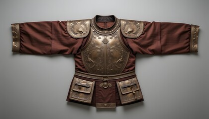 Ancient Chinese warrior robe with bronze breastplate