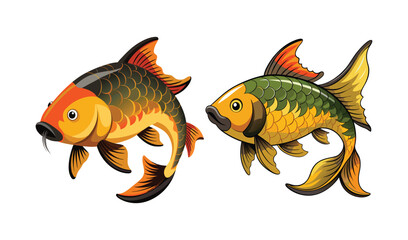 Two colorful koi fish illustration design