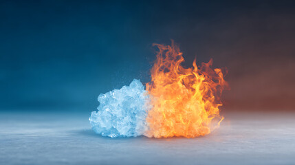 Abstract Fire and Ice element against (vs) each other background. 46682957 1
