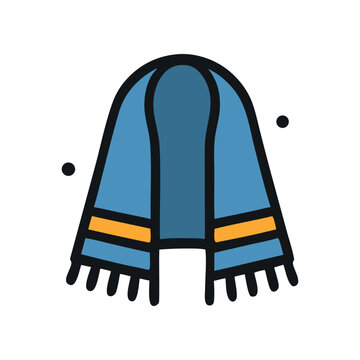 blue scarf with orange stripes clip art preview