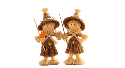 Rustic pair of charming straw figures
