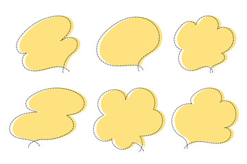 点線で作ったシンプルなかわいい吹き出しセット　黄
