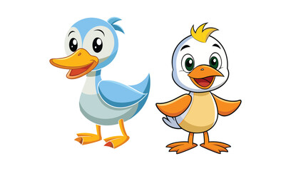 Two adorable cartoon ducklings illustration