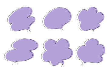 点線で作ったシンプルなかわいい吹き出しセット　紫