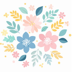 abstract modern art illustrations of cutout flowers, minimalist design