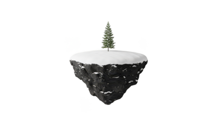 Snowy island in night sky