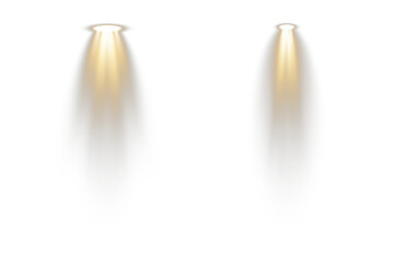 Theatrical beam casts elegant golden stripe. Overhead glow bathes minimalist black scene. Focused light isolates abstract display unit. Luminescent ring outlines visual presentation.