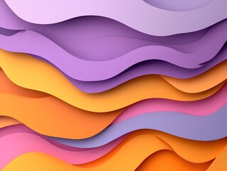 Fototapeta premium Abstract background with colorful paper-cut waves in 3D layered design