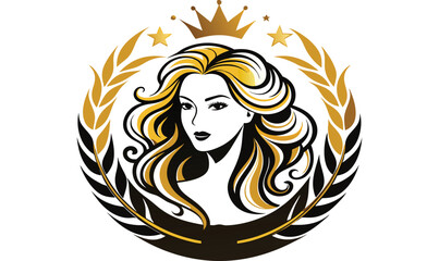 Elegant woman with golden crown and laurel wreath