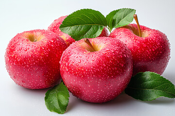 beautiful apples with leaves